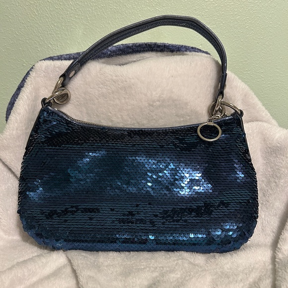 Blue Sequin Coach Poppy Sholder Bag - Picture 14 of 15
